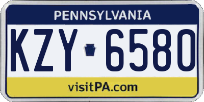 PA license plate KZY6580