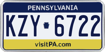 PA license plate KZY6722