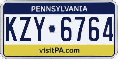 PA license plate KZY6764