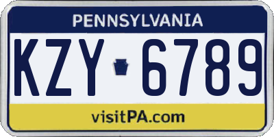 PA license plate KZY6789