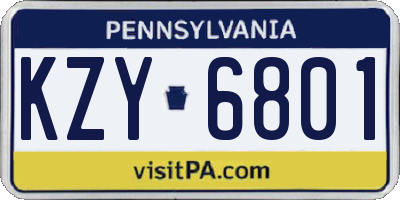 PA license plate KZY6801