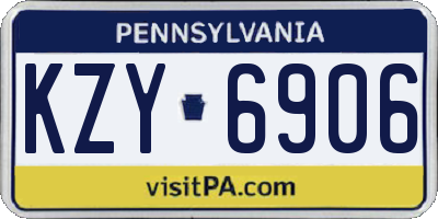 PA license plate KZY6906