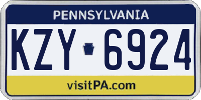 PA license plate KZY6924