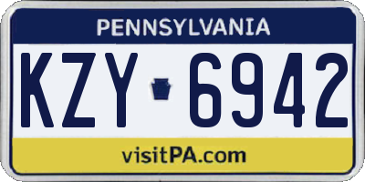 PA license plate KZY6942