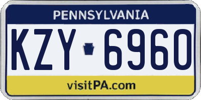 PA license plate KZY6960