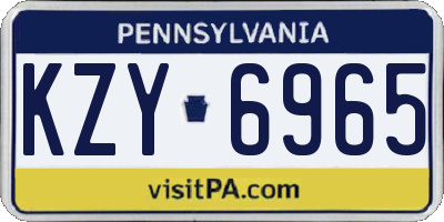 PA license plate KZY6965