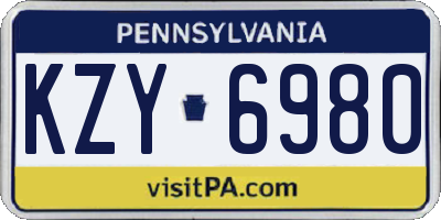PA license plate KZY6980