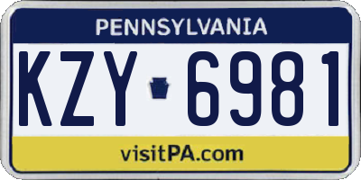 PA license plate KZY6981