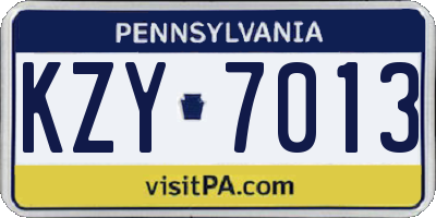 PA license plate KZY7013
