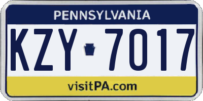 PA license plate KZY7017