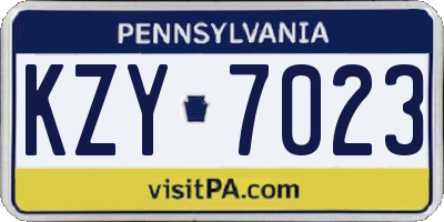 PA license plate KZY7023