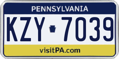 PA license plate KZY7039