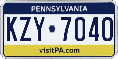 PA license plate KZY7040