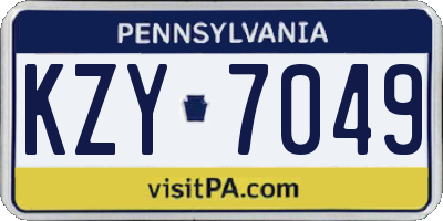PA license plate KZY7049