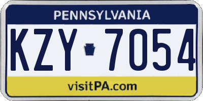 PA license plate KZY7054