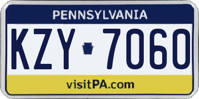 PA license plate KZY7060