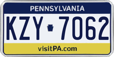 PA license plate KZY7062