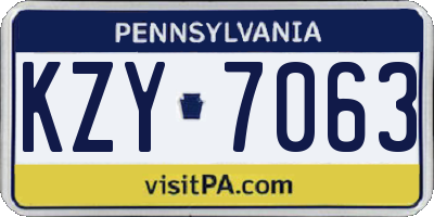 PA license plate KZY7063