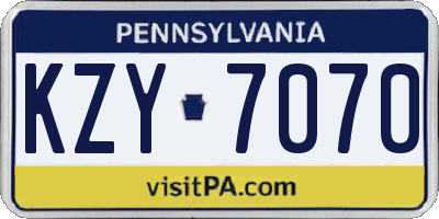 PA license plate KZY7070