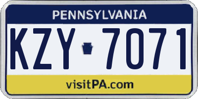 PA license plate KZY7071