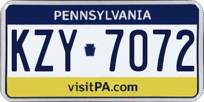 PA license plate KZY7072