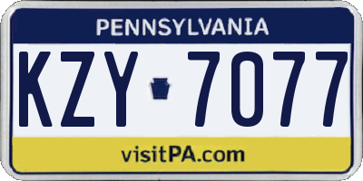 PA license plate KZY7077