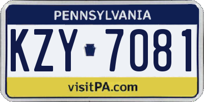 PA license plate KZY7081