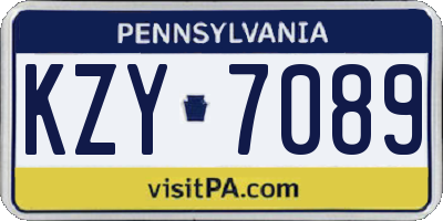 PA license plate KZY7089