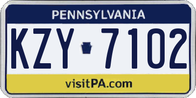 PA license plate KZY7102