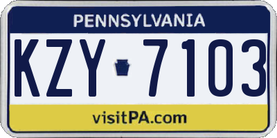 PA license plate KZY7103