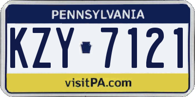PA license plate KZY7121