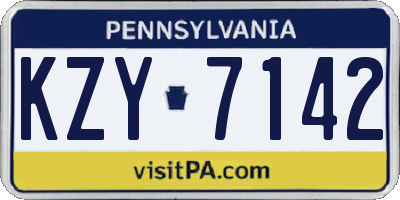 PA license plate KZY7142