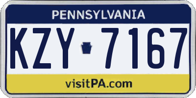 PA license plate KZY7167