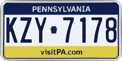 PA license plate KZY7178