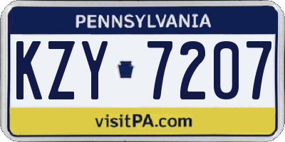 PA license plate KZY7207