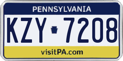 PA license plate KZY7208