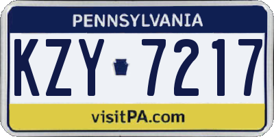 PA license plate KZY7217