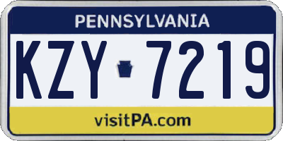 PA license plate KZY7219