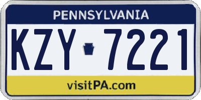 PA license plate KZY7221