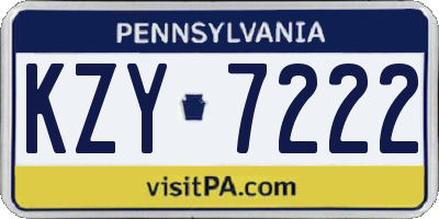PA license plate KZY7222