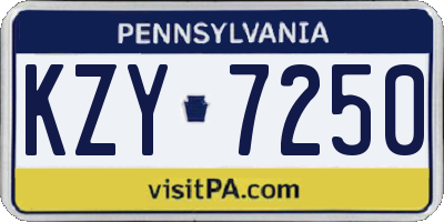 PA license plate KZY7250