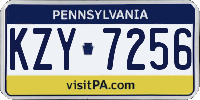 PA license plate KZY7256