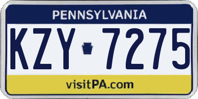 PA license plate KZY7275