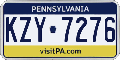 PA license plate KZY7276