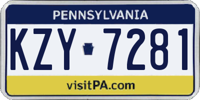 PA license plate KZY7281