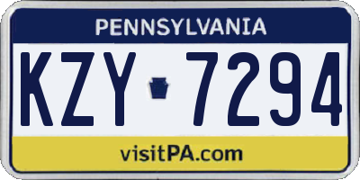 PA license plate KZY7294