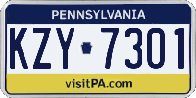 PA license plate KZY7301