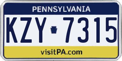 PA license plate KZY7315
