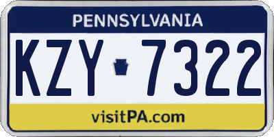 PA license plate KZY7322
