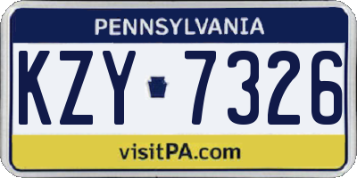 PA license plate KZY7326